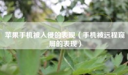 苹果手机被入侵的表现（手机被远程窥屏的表现）